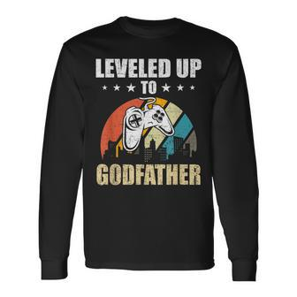 Leveled Up To Godfather Video Gamer Gaming Long Sleeve T-Shirt - Monsterry CA