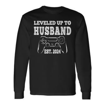 Leveled Up To Husband 2024 Newlywed Groom Just Married Gamer Long Sleeve T-Shirt - Monsterry AU