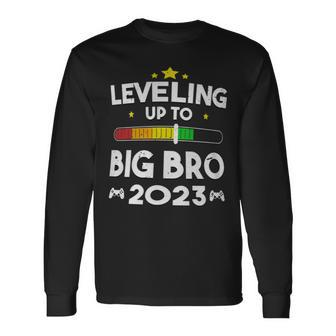 Leveling Up To Big Bro Promoted To Brother Est 2023 Loading Long Sleeve T-Shirt - Monsterry UK