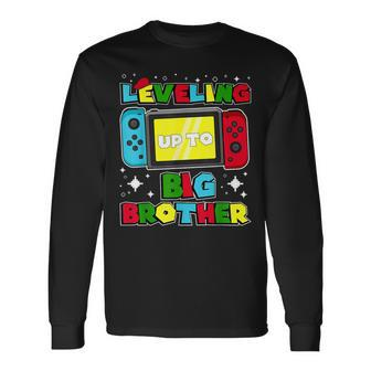 Leveling Up To Big Brother 2024 Gaming Boys Toddler Big Bro Long Sleeve T-Shirt - Seseable