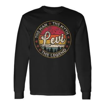 Levi The Man The Myth The Legend Personalized Name Long Sleeve T-Shirt - Thegiftio UK