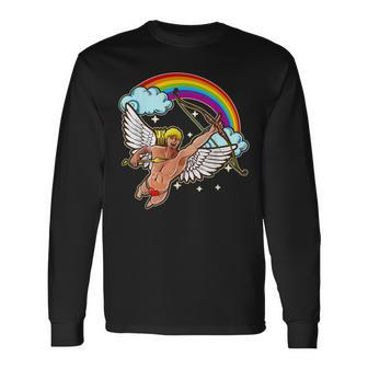 Lgbt Cupid Pride & Gay Lesbian Valentine Love Flag Long Sleeve T-Shirt - Monsterry DE