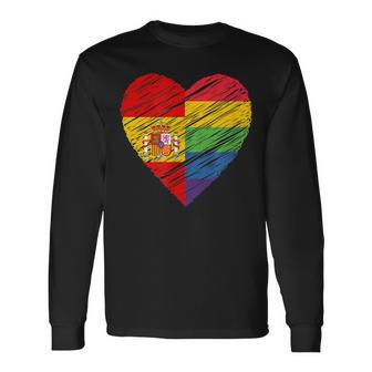 Lgbtq España Gay Pride Heart For Gay And Lesbian Love Lgbt Camiseta de manga larga - Regaloses