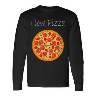 Liebe zur Pizza Grafik Langarmshirts, Unisex mit Pizza-Motiv - Seseable