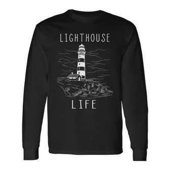 Lighthouse Living That Seaside Life Sailing Coastal Sea Long Sleeve T-Shirt - Monsterry