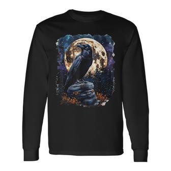 Lila Rabe Bei Nacht Odin Wikinger Walhalla Mythologie Langarmshirts - Seseable