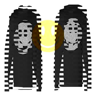 Linda Cara Sonriente Amarilla Cara Sonriente Cara Feliz Ropa Camiseta de manga larga - Regaloses