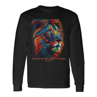 Lion Of Judah Jesus Revelation Bible Verse Christian Long Sleeve T-Shirt - Seseable