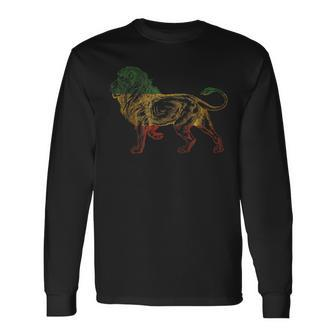 Lion Of Judah Rasta Reggae Ethiopia Jamaica Long Sleeve T-Shirt - Monsterry UK