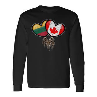Lithuanian Canadian Flags Inside Hearts With Roots Long Sleeve T-Shirt - Monsterry