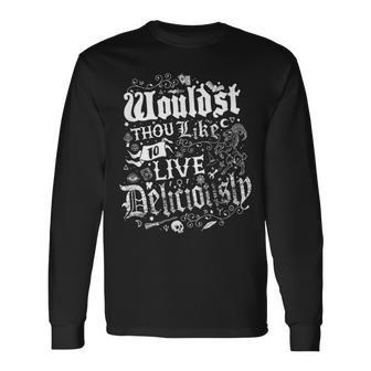 Live Deliciously Vintage Distressed Cottage Core Witch Long Sleeve T-Shirt - Monsterry DE