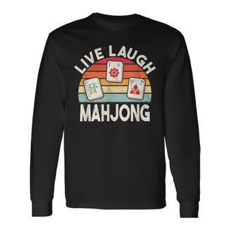 Live Laugh Mahjong Retro Mah-Jongg Chinese Game Tiles Long Sleeve T-Shirt - Seseable