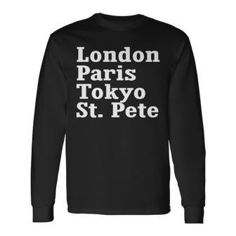 London Paris Tokyo St Pete Long Sleeve T-Shirt - Monsterry