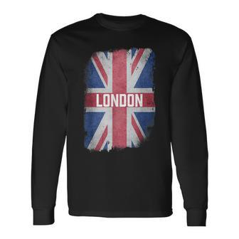 London United Kingdom British Flag Vintage Uk Souvenir Long Sleeve T-Shirt - Monsterry DE