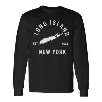 Long Island Ny Souvenir Native Long Islander Love Map Long Sleeve T-Shirt - Monsterry CA