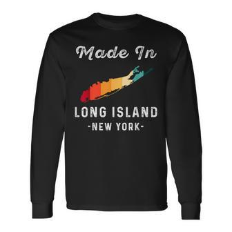 Long Island Ny Souvenir Native Long Islander Map Vintage Long Sleeve T-Shirt - Monsterry