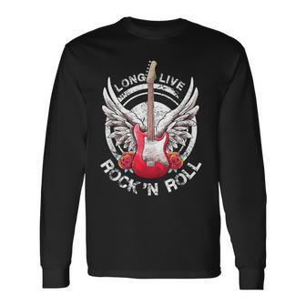 Long Live Rock And Roll Rock&Roll Vintage Electric Guitars Long Sleeve T-Shirt - Seseable