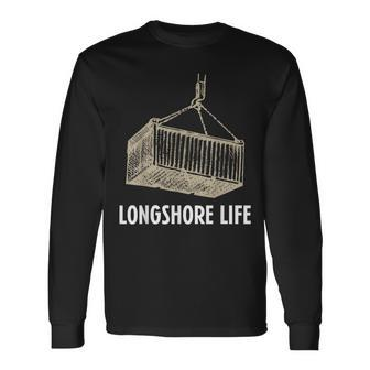 Longshore Life Cranes Containers Long Sleeve T-Shirt - Monsterry DE