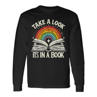 Take A Look A Book Vintage Reading Librarian Rainbow Long Sleeve T-Shirt - Monsterry AU