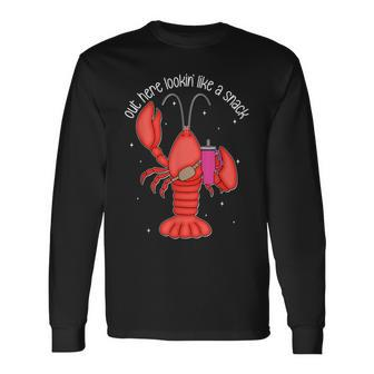 Out Here Lookin Like A Snack Boujee Crawfish Mardi Gras Long Sleeve T-Shirt | Mazezy DE