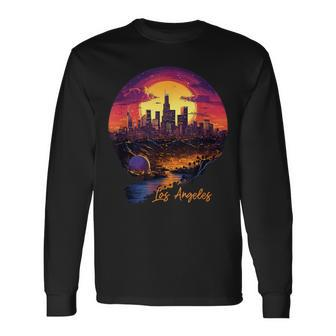 Los Angeles California City Downtown Skyline California LA Long Sleeve T-Shirt | Mazezy