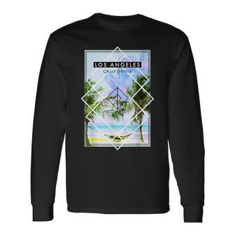 Los Angeles California Geometric Urban Beach Graphic Long Sleeve T-Shirt - Monsterry AU