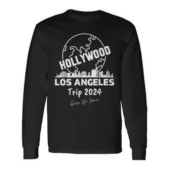 Los Angeles Hollywood La Skyline Trip 2024 Here We Come Long Sleeve T-Shirt - Thegiftio UK