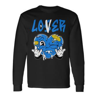 Loser Lover Blue Yellow Drip Heart Matching Outfit Women Long Sleeve T-Shirt - Monsterry DE