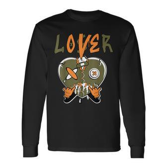 Loser Lover Drip Heart Olive Green 5S Matching For Women Long Sleeve T-Shirt | Mazezy