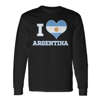 I Love Argentina National Heart-Shaped Flag Country T Long Sleeve T-Shirt - Monsterry DE