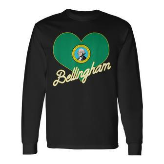 I Love Bellingham Washington Heart State Flag Hometown Pride Long Sleeve T-Shirt - Monsterry
