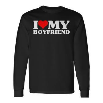 I Love My Boyfriend Matching Valentine's Day Couples Long Sleeve T-Shirt - Seseable