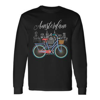 Love Cycling Luv Amsterdam Retro Bike Idea Long Sleeve T-Shirt - Monsterry CA