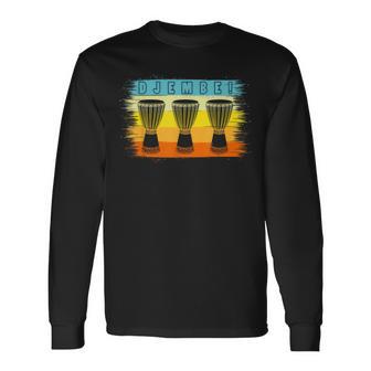 Love Djembe Drum Music Retro Vintage African Drumming Long Sleeve T-Shirt - Monsterry