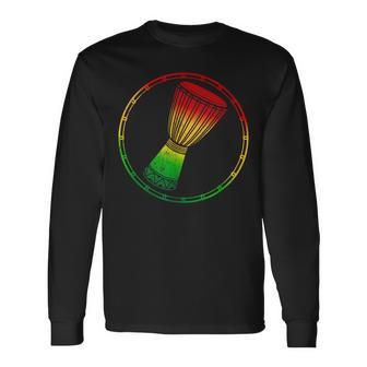 Love Djembe Drum A Rasta Flag Graphic For African Drumming Long Sleeve T-Shirt - Monsterry CA