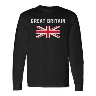 I Love Great Britain Minimalist Uk Flag Long Sleeve T-Shirt - Monsterry