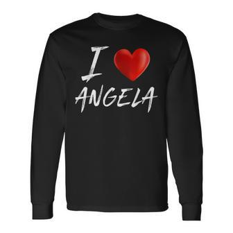I Love Heart Angela Family Name T Long Sleeve T-Shirt - Seseable