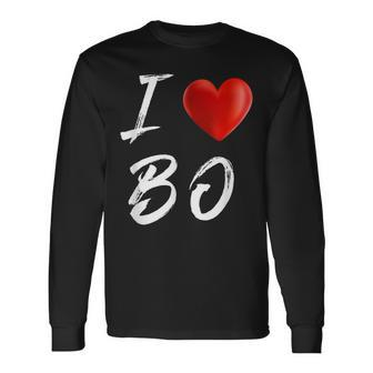 I Love Heart Bo Family Name T Long Sleeve T-Shirt - Seseable