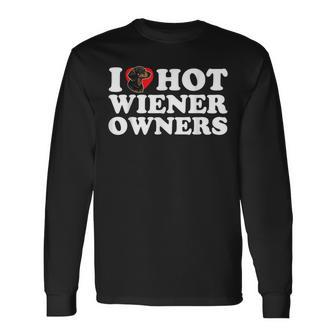 I Love Heart Hot Wiener Moms Dachshund Dog Joke Long Sleeve T-Shirt - Monsterry CA