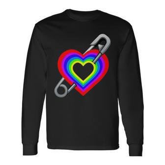 Love Heart Safety Pin Your Safe With Me Long Sleeve T-Shirt - Monsterry CA