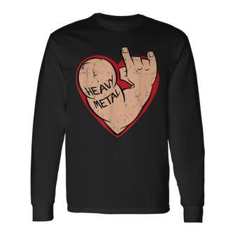 I Love Heavy Metal Heart For 80S 90S Music Lover Long Sleeve T-Shirt - Monsterry UK
