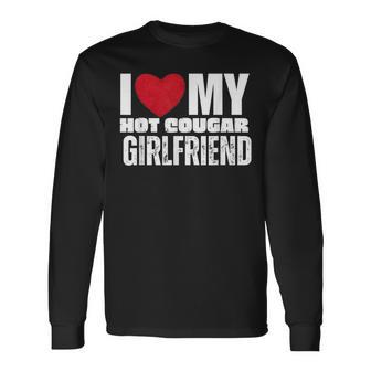I Love My Hot Cougar Girlfriend Heart My Hot Cougar Gf Long Sleeve T-Shirt - Seseable