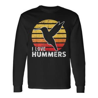 I Love Hummers Bird Vintage Sunset Colibri Long Sleeve T-Shirt - Monsterry UK