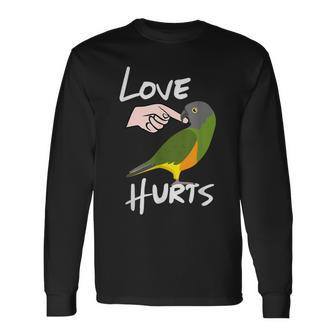 Love Hurts Senegal Parrot Biting Finger Long Sleeve T-Shirt - Monsterry CA