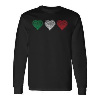 Love Italia Flag Hearts Italy Italian Italiano Long Sleeve T-Shirt - Monsterry CA