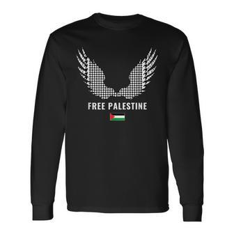 I Love Palestine Free Palestine Gaza Flag Palestinian Scarf Long Sleeve T-Shirt - Monsterry UK