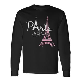 I Love Paris Eiffel Tower France French Souvenir Long Sleeve T-Shirt - Monsterry CA