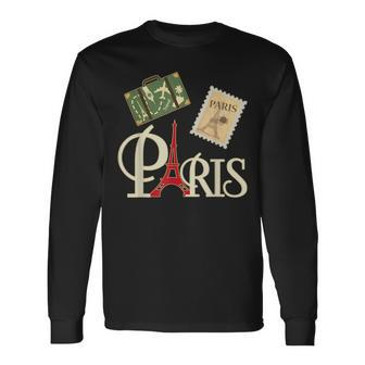 I Love Paris French Vintage Souvenir For Traveler Long Sleeve T-Shirt - Monsterry AU