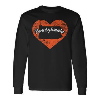 I Love Pennsylvania Cute State Pride Heart Long Sleeve T-Shirt - Monsterry CA