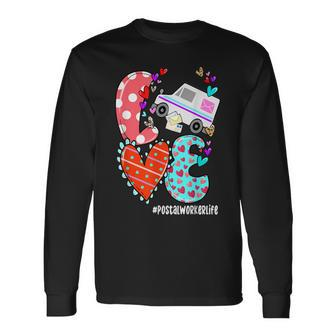 Love Postal Worker Life Leopard Heart Valentine's Day Long Sleeve T-Shirt - Thegiftio UK